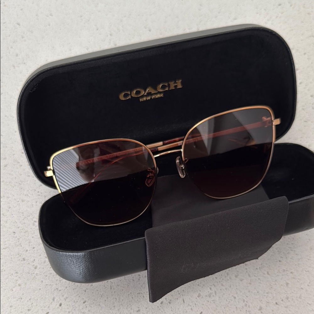 Coach Gold Frame Sunglasses with Dark Lenses